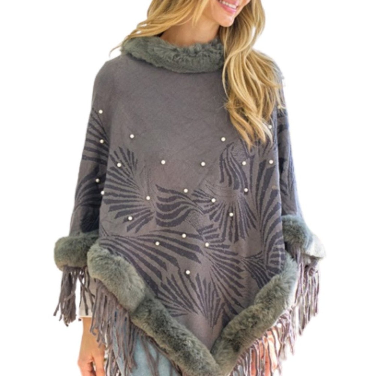 Women's Faux Fur Poncho Cape Coat Cloak Wrap