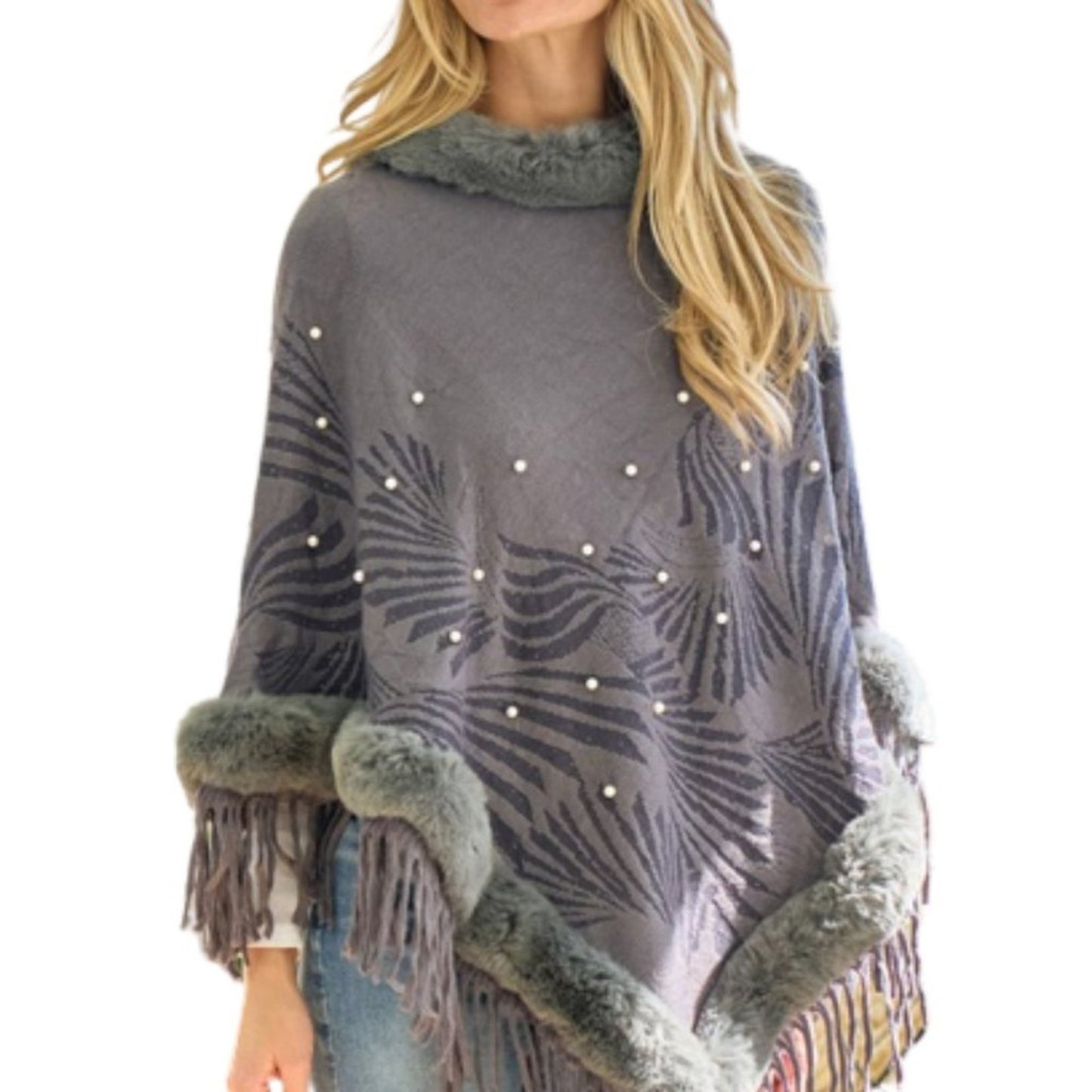 Women's Faux Fur Poncho Cape Coat Cloak Wrap